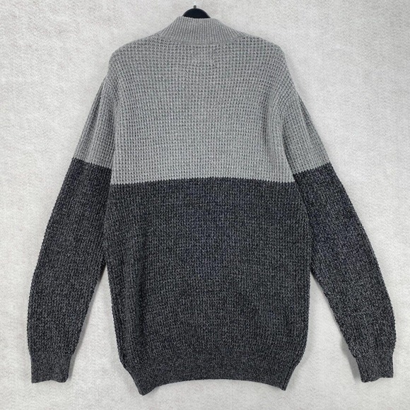 NEW Day & Age Henley Knit Sweater Mens LARGE Pullover Fisherman Waffle Knit Gray - Picture 2 of 15